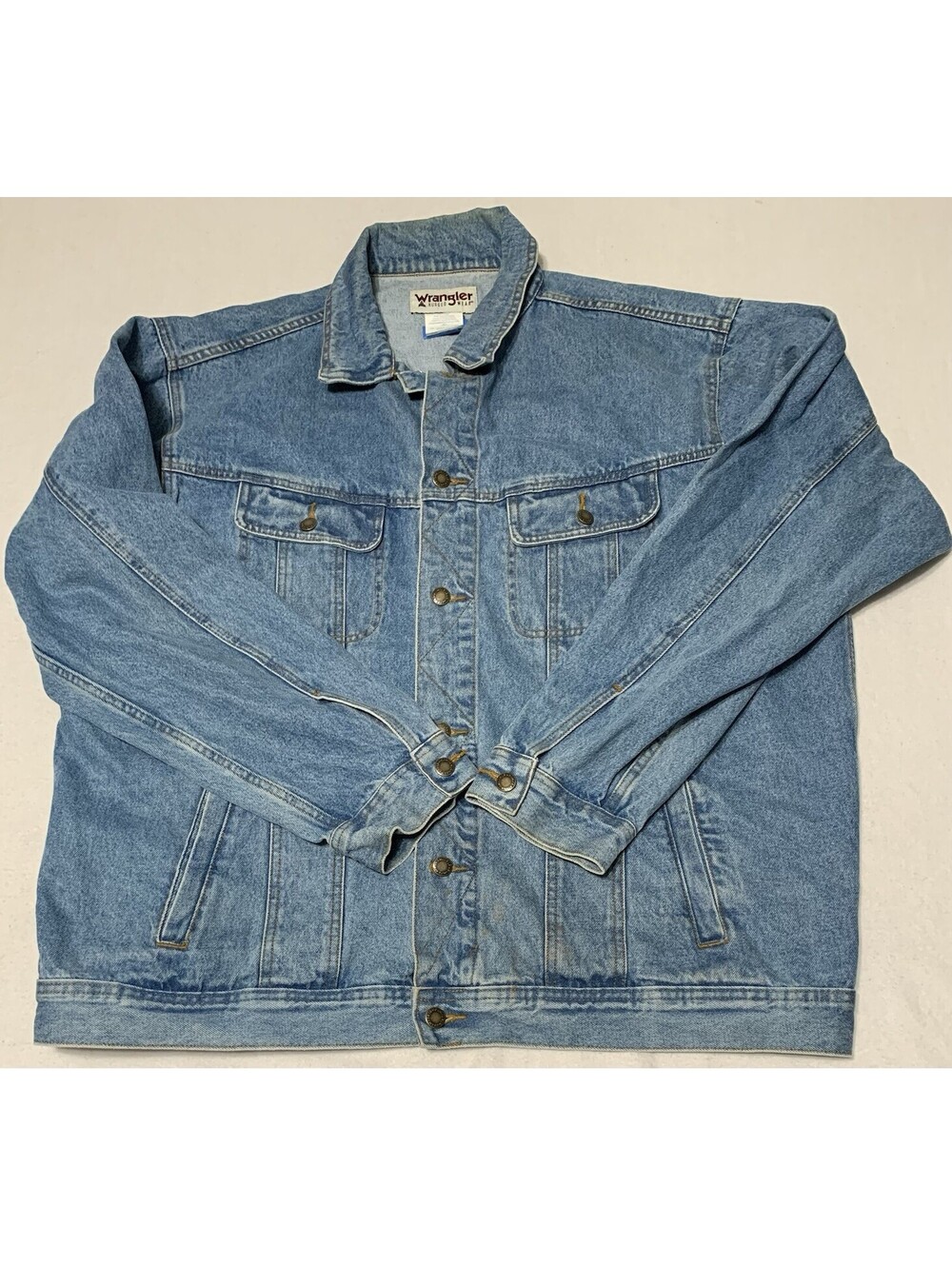 Wrangler Jean Jacket Mens 2XLT Blue Denim Rugged Wear Cowboy Trucker Big Man C11